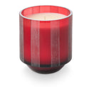 Cranberry Currant Etched Striped Glass Candle